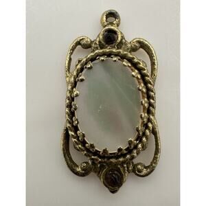 Vintage Opal and Rhinestone Antique Pendant Gold tone Flowers pendant